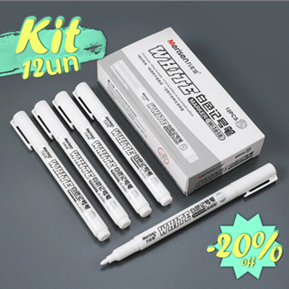 Canetas de Destaque Brancas 12pçs/Pacote - Marcadores de Arte Cabeça Redonda 1mm - Desenho Criativo, Escola, Reparos em Oferta na Shopee