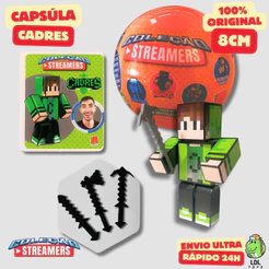 Boneco Colecionável Cadres 8cm + Card Exclusivo + Cartela de Adesivos + 3 Ferramentas Youtuber