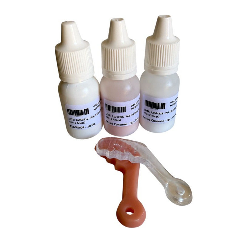 kit Conserto de Prótese Dentária, material para concertar sua prótese dentária em casa, reparo facil. em Oferta na Shopee