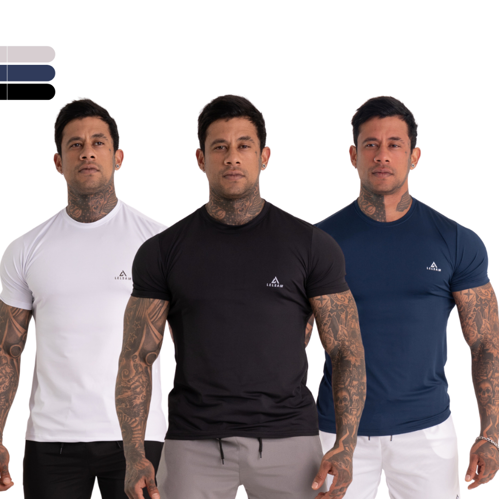 Kit 3 Camisas Manga Curta Térmicas Masculina Proteção UV Manga Curta Compressão Corrida Academia