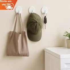 Kit 9 Ganchos Adesivos Sem Furo Resistente Parede Banheiro Cozinha Organização