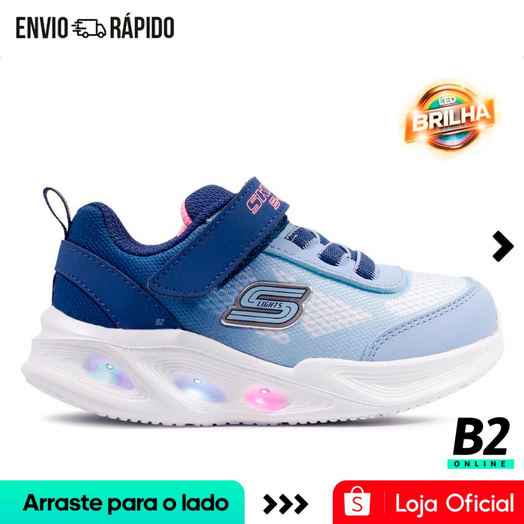 Tênis Skechers Sola Glow Ombre Deluxe Infantil Feminino Original com Nota Fiscal e Garantia