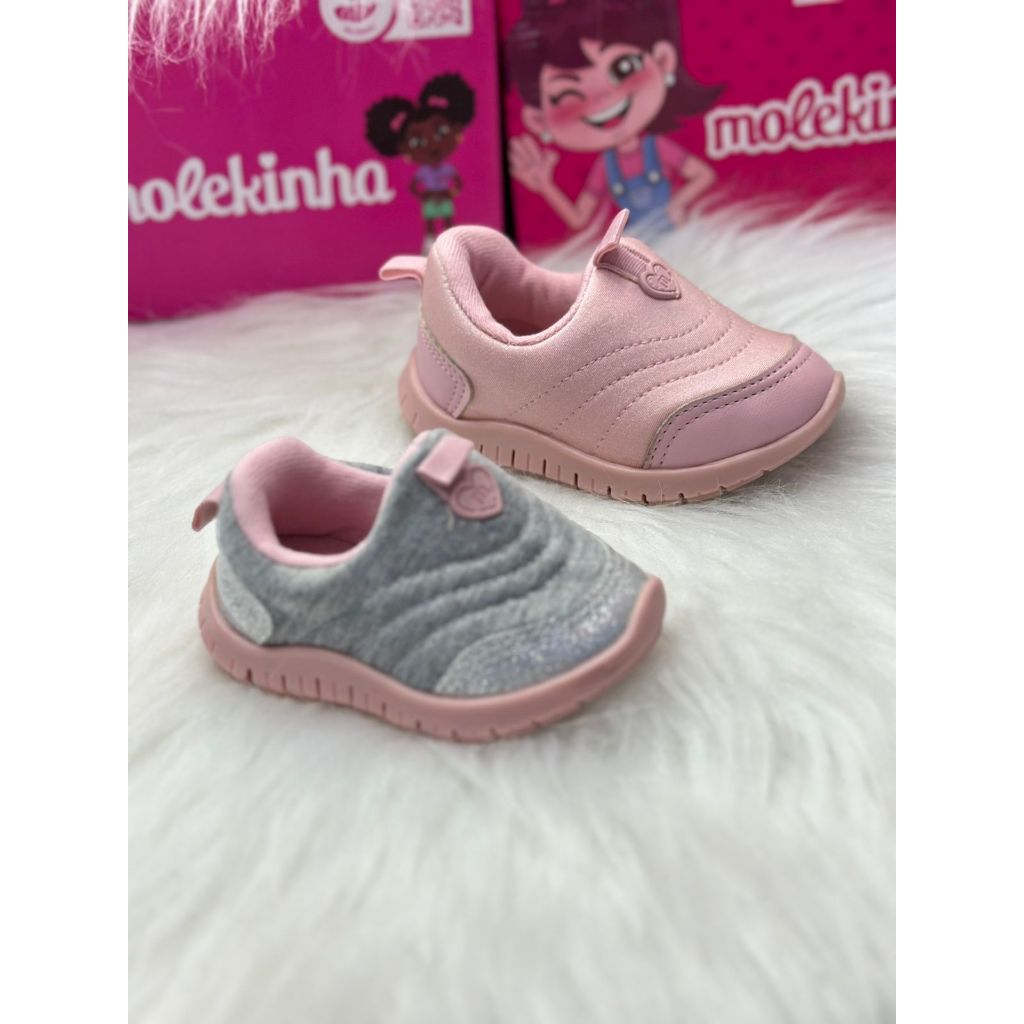 Tenis Infantil Menina Leve Slip On Confortavel Flexível Primeiro Passos Molekinha