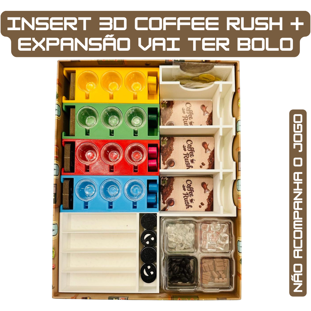 Insert 3D Coffee Rush + Expansão Vai Ter Bolo | Board Game (Não acompanha o jogo)