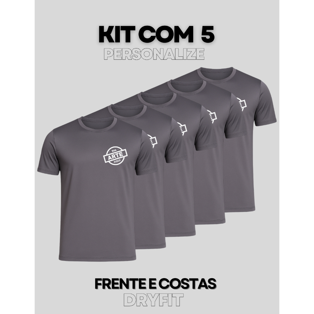 Kit 5 Camiseta Treino Personalizada Dry Fit Empresa Uniforme Logo Equipe Academia Evento Personal Sua Arte 2 em Oferta na Shopee
