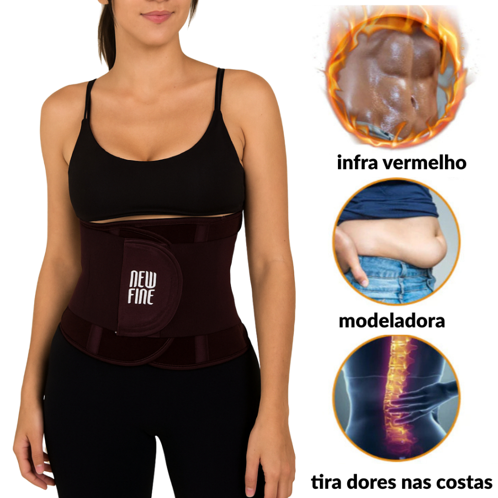 Cinta modeladora com 5 elasticos 10 talas e infra vermelho - Cinta modeladora com imã feriti
