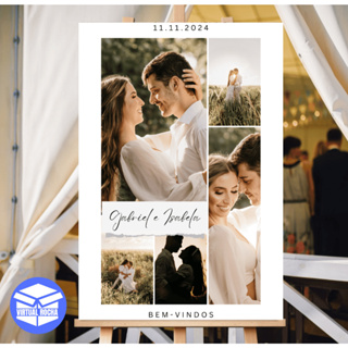Quadro Decorativo Casamento com Múltiplas Fotos Nome e Data Recepção Personalizada em MDF em Oferta na Shopee