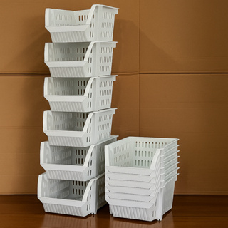 Kit 10 Cesto Expositor e Organizador Plástico Empilhável Mini em Oferta na Shopee