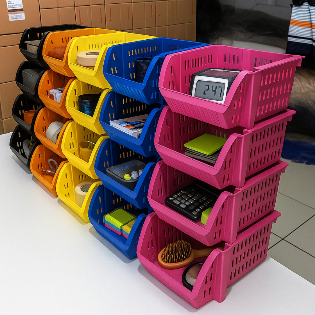 Caixa Plástica Expositora Empilhável Mini Cesto 10 Pçs em Oferta na Shopee