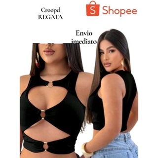CROOPD FEMININO MODA BLOGUEIRA MODA BALADA COM ARGOLA em Oferta na Shopee