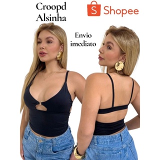 BLUSINHA COM ALÇA E  COSTA COM DETALHE TENDENCIA MODA GRINGA em Oferta na Shopee
