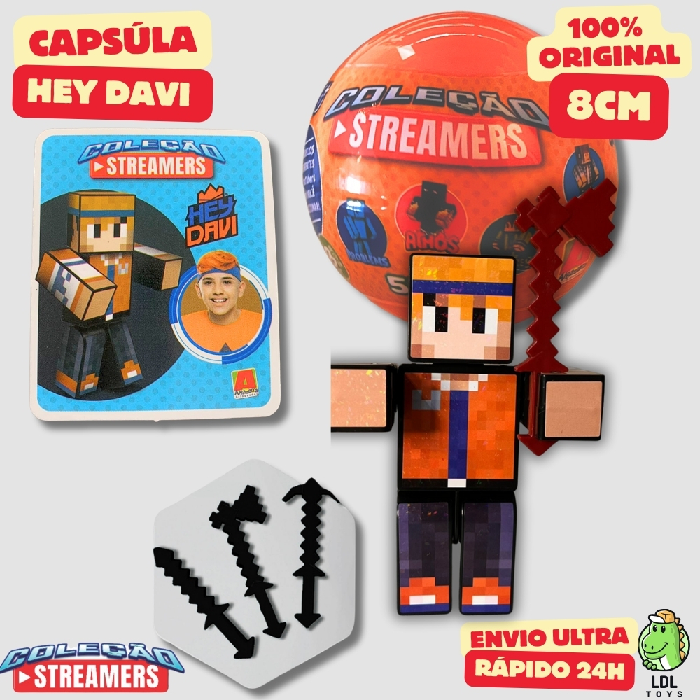 Boneco Colecionável Hey Davi 8cm + Card Exclusivo + Cartela de Adesivos + 3 Ferramentas Youtuber em Oferta na Shopee