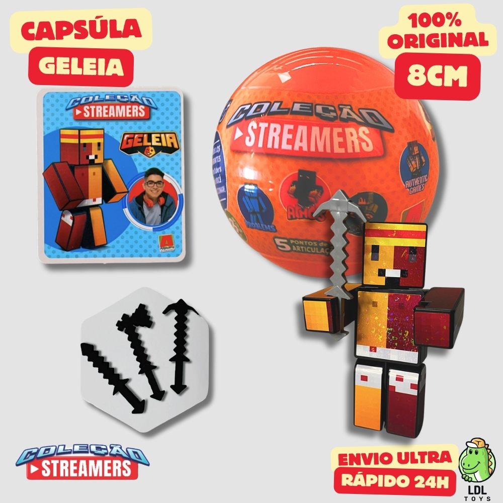 Boneco Colecionável Geleia 8cm + Card Exclusivo + Cartela de Adesivos + 3 Ferramentas Youtuber em Oferta na Shopee