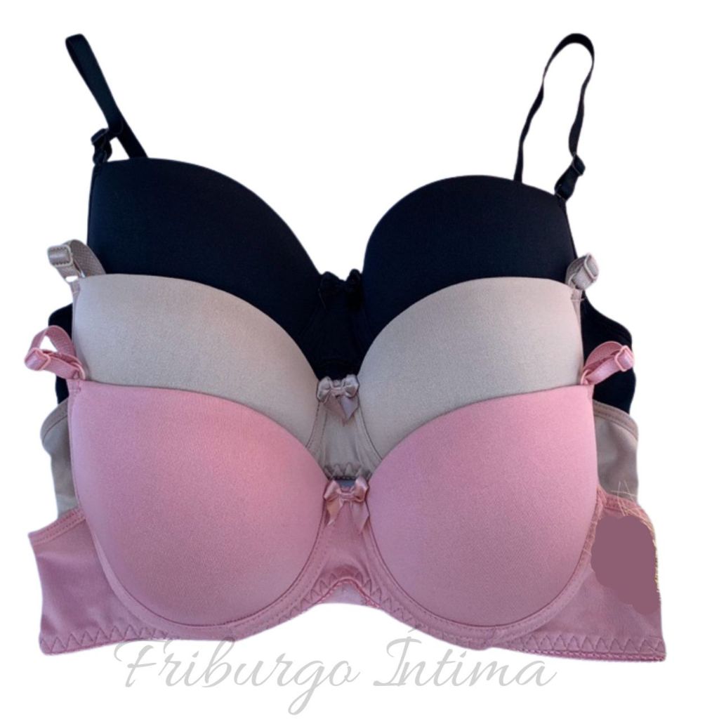 Kit 5 Sutiã  Com Bojo Liso Soutien Básico dia a dia Sutian confortável em Oferta na Shopee