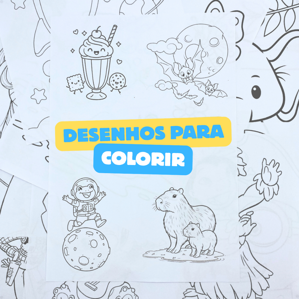 Kit 50 Desenhos Infantil Para Colorir A4 super-heróis princesas animações personagens