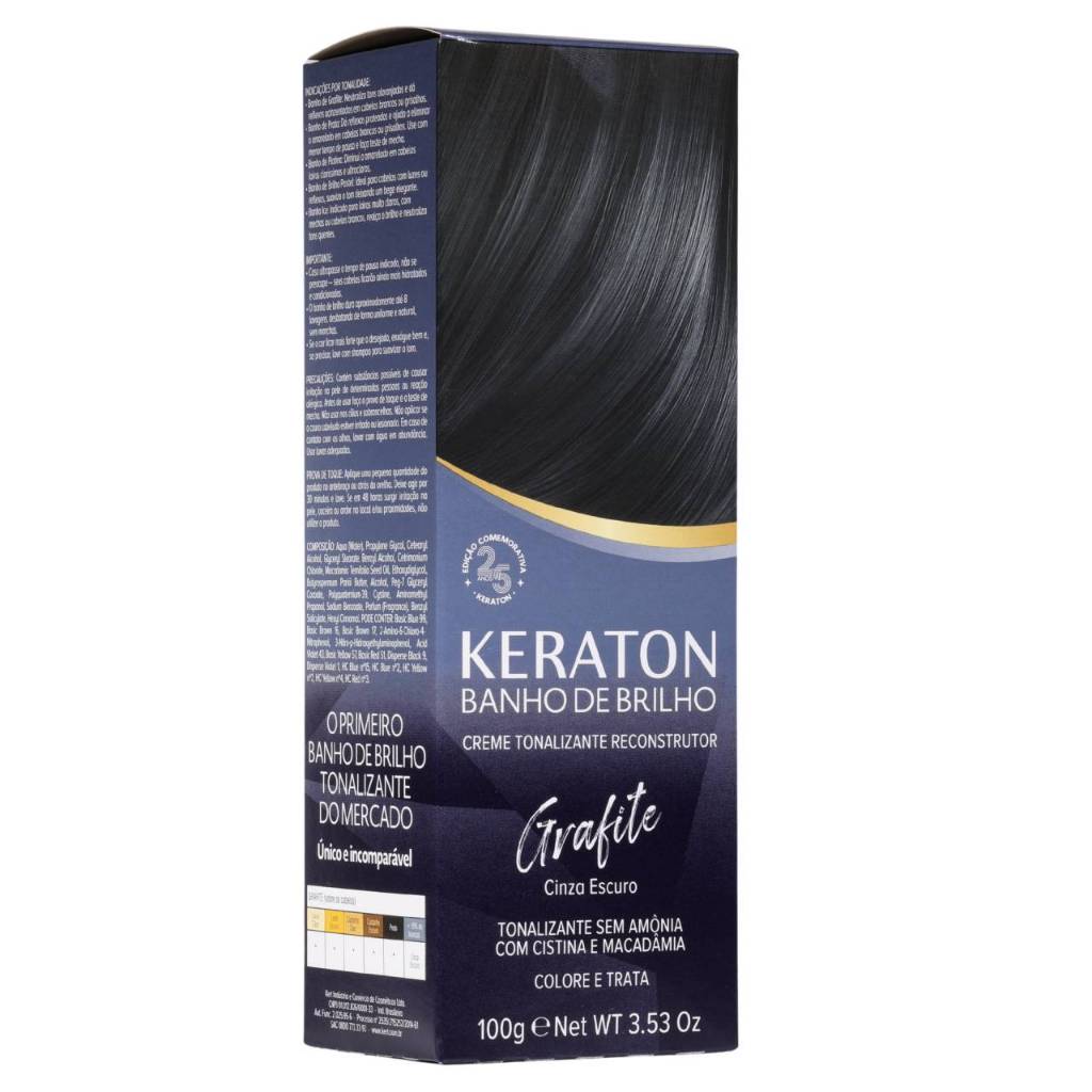 Tonalizante Keraton Banho De Brilho Grafite 100g - Kert