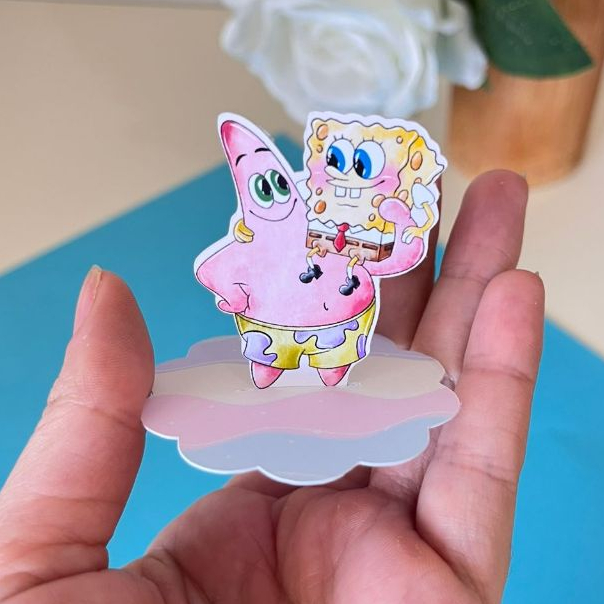 Tags 3D Bob Esponja Aplique 3D Bob Esponja Personalizados Festa Lembrancinhas Aplique em Pé Bob Esponja. em Oferta na Shopee
