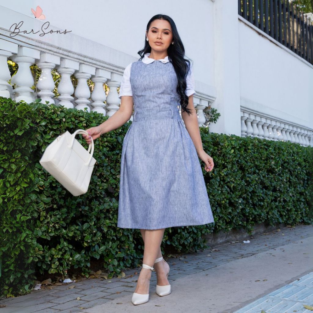 Vestido Midi Regata em Linen Sumer Muda Evangelica Modesta - REF: Ohana em Oferta na Shopee