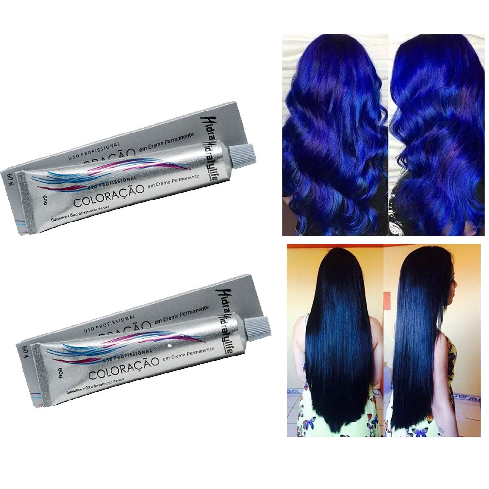 Kit 01 Tinta Preto Azulado 1 e 01 Tinta Azul Royal Mairibel