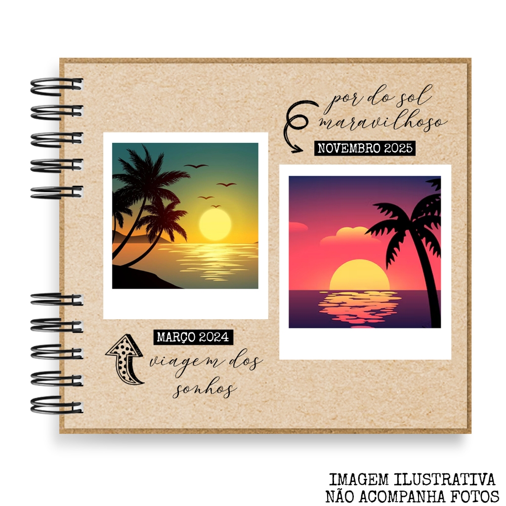 Kit Scrapbook Álbum Fotos Folhas Kraft + Caneta Gel Preta + Adesivos Premium Papel Kraft · foto 2