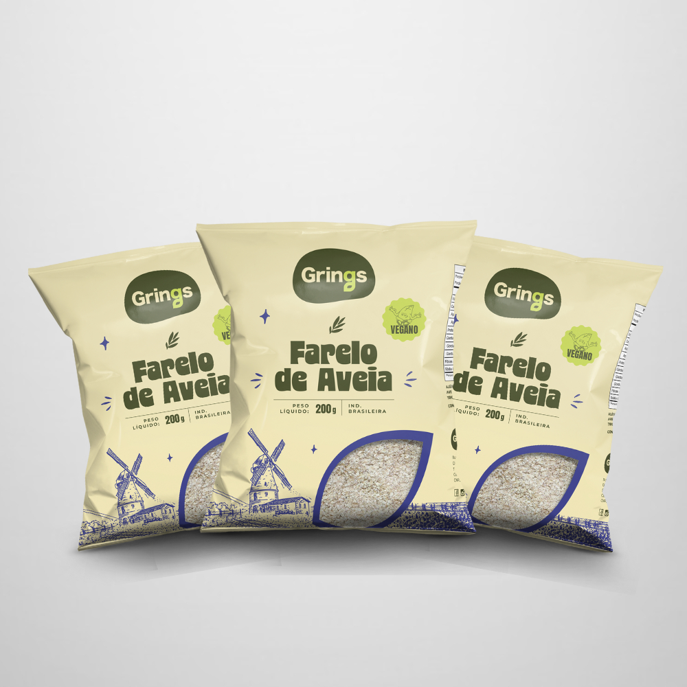 Kit 3x Farelo De Aveia Grings 200 Gramas