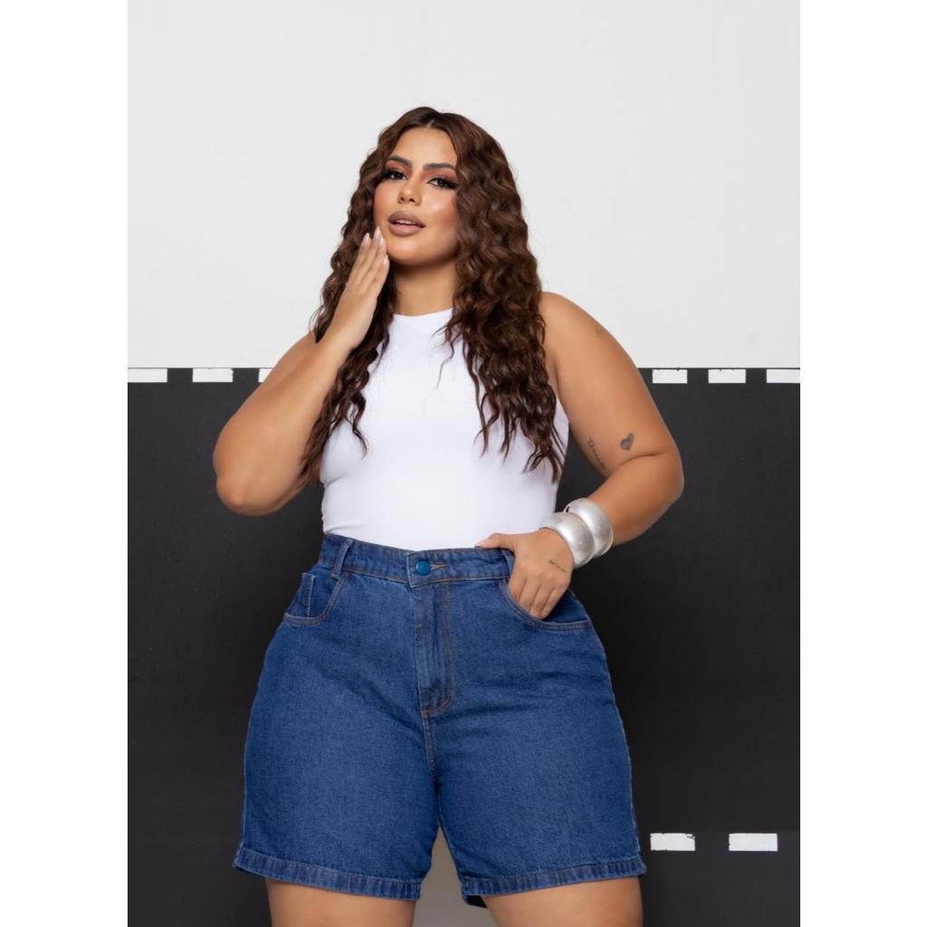 Bermuda Jeans Plus Size Feminina em Oferta na Shopee