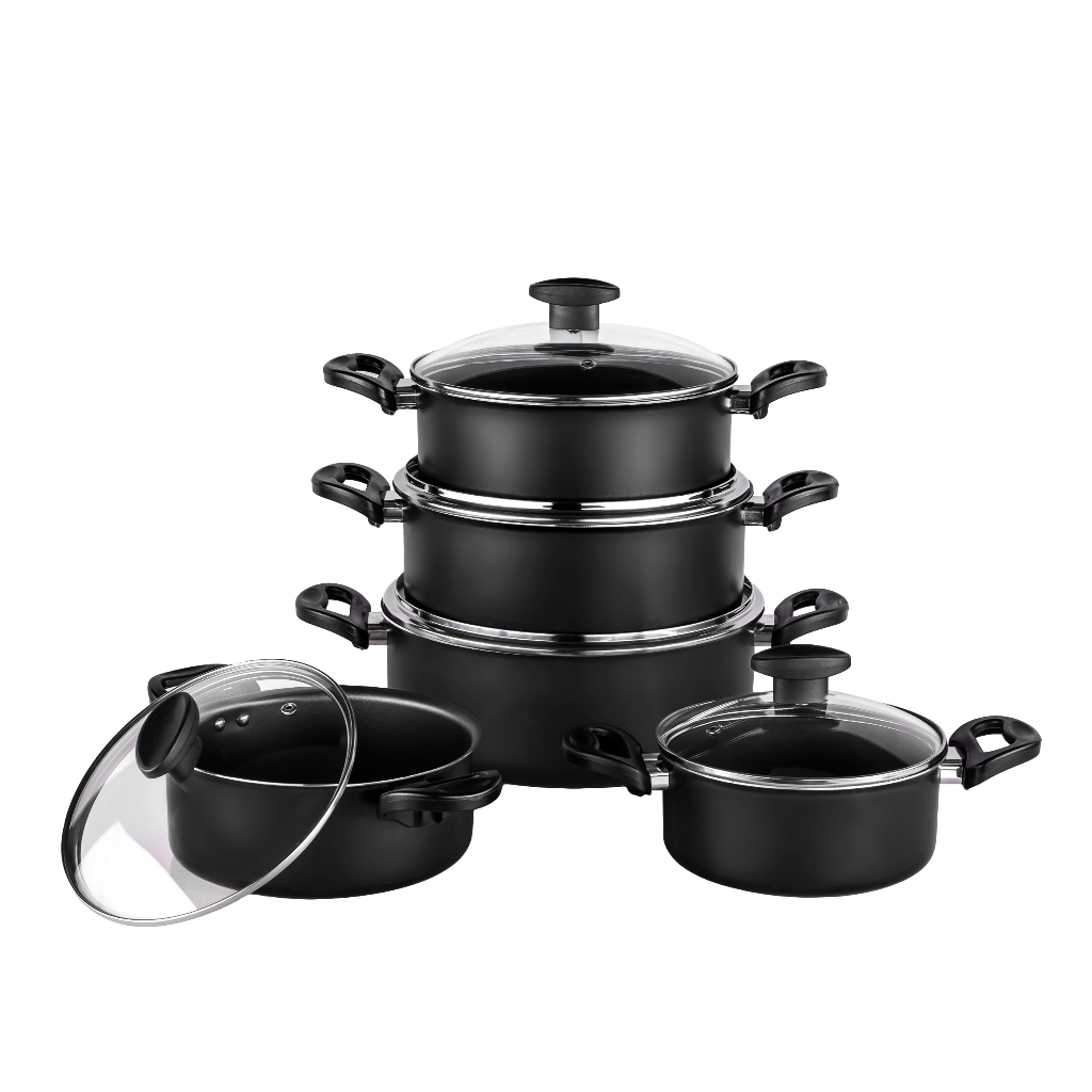 Imagem Jogo de Panelas Antiaderente Cozillar Caçarolas com Tampas de Vidro