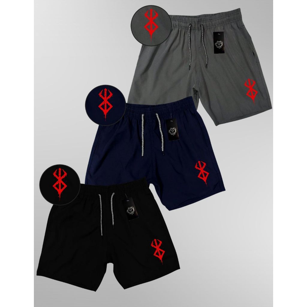 KIT 3 Bermuda Elastano premium  - RED BERSERK  Esporte praia academia, ideal para pratica de lutas, futebol, corridas.