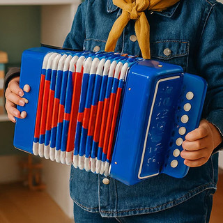 Sanfona Infantil Acordeon 3 Baixo 7 Teclas Brinquedo De Tocar de Verdade