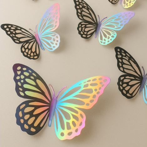 Borboleta 3D Holográfico 12 unidade