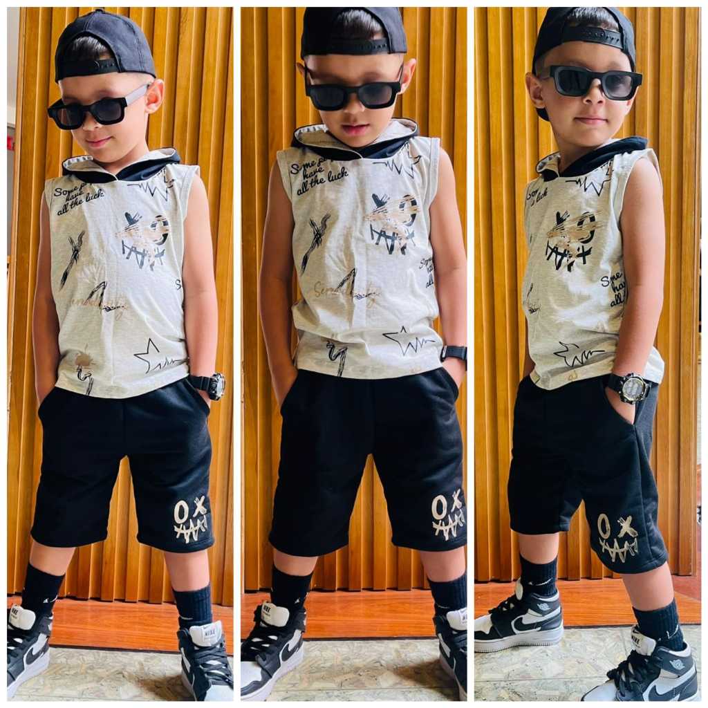 Conjunto Infantil Juvenil de Bermuda e Camiseta Casual e Estiloso