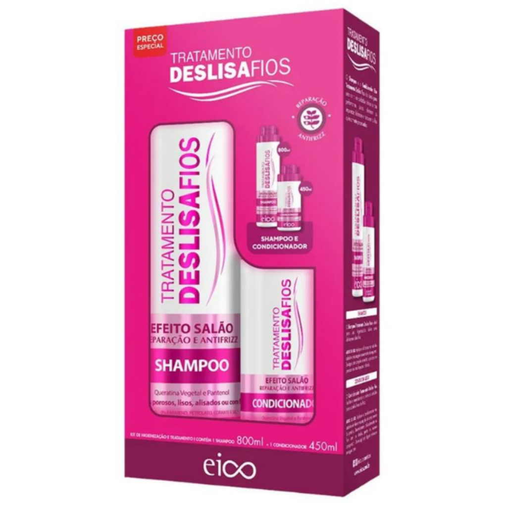 Kit Eico Shampoo 800ml e Condicionador 450ml - Deslisa Fios