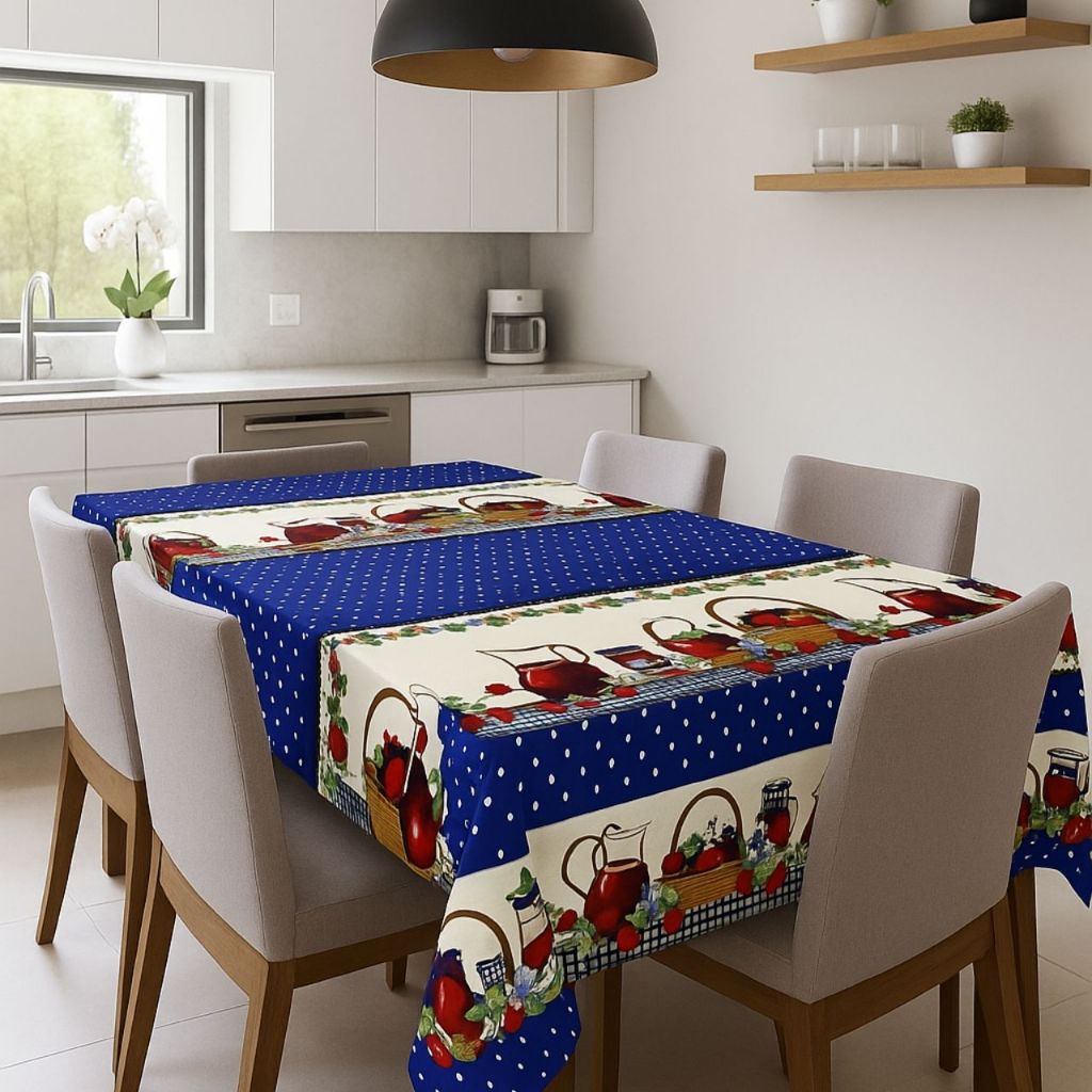Toalha de Mesa Estampada 6 Lugares de  Cadeiras Tamanho 2,00 m x1,45 m  Retangular Mesa de Cozinha  e Mesa de Jantar