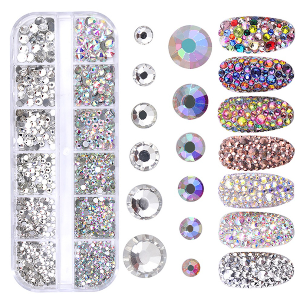 Kit Estojo Strass Prata Para Maquiagem e Nail Art Coração/Colorido/Prata/Pink em Oferta na Shopee