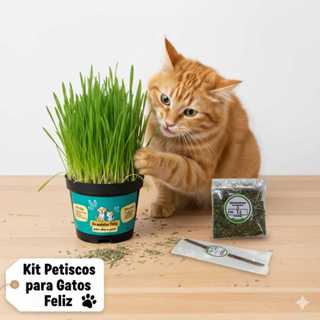 Kit Petiscos Feliz Graminha para Gatos + Catnip + Bastão Interativo Natural Antiestresse em Oferta na Shopee