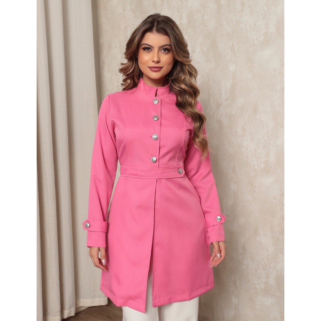 Jaleco Feminino Julie com botões pratas PINK ELIA em Oferta na Shopee