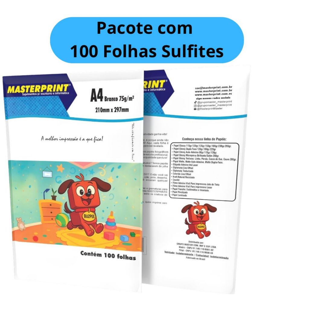 Papel Sulfite 100 Folhas Premium A4 75G Masterprint