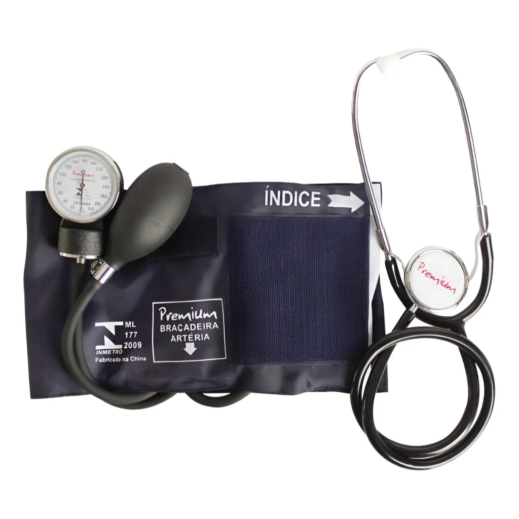 Kit Esfigmomanômetro + Estetoscópio Medidor Arterial Premium Medidor de Pressão Manual