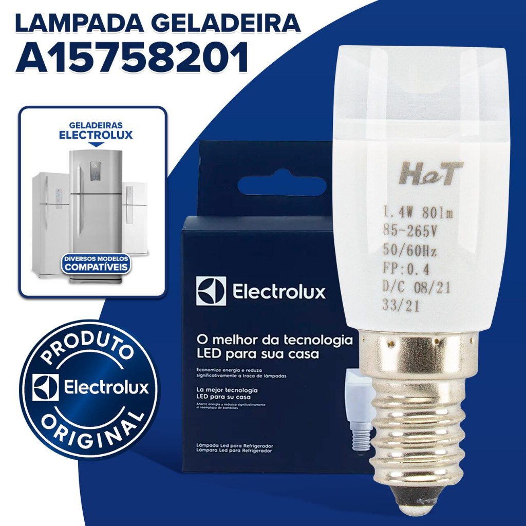 Lâmpada Led E14 Geladeira Electrolux Df42 Df51 Dfn39 Dfn42 Original Branca Bivolt - A15758201