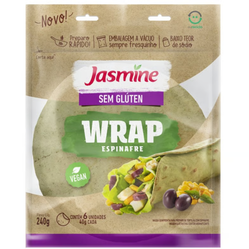 Wrap Espinafre 240g Vegano Sem Glúten Jasmine