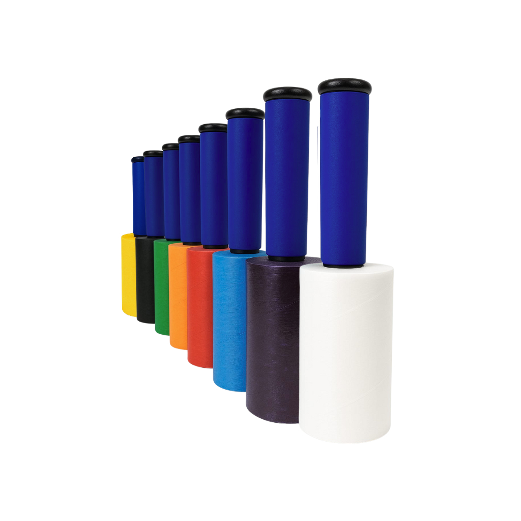 Rolo De Filme Stretch Colorido 100mm X 200 metros cada bobina estirada com Manopla Giratória