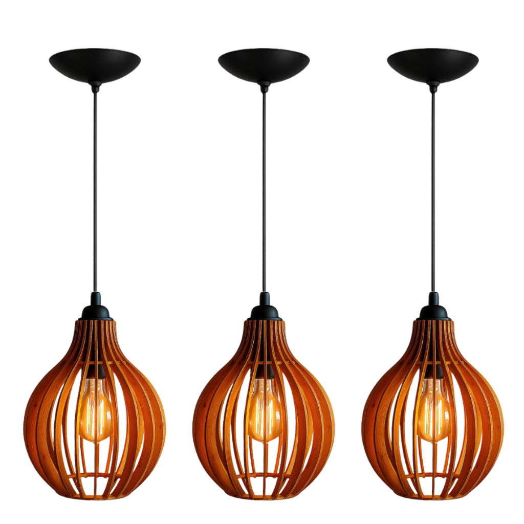 Kit 3 Pendente Luminaria Decorativa Balcão Cozinha Quarto Salão Varanda Cor Marrom - 3Cqm/Sf em Oferta na Shopee