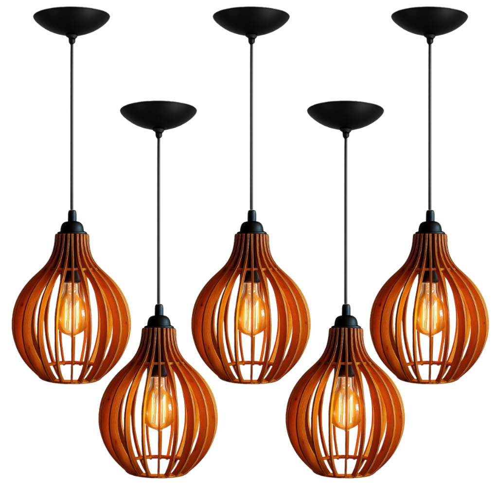 Kit 5 Pendente Luminaria Decorativa Balcão Cozinha Quarto Salão Varanda Cor Marrom - 4Cqm/Sf em Oferta na Shopee