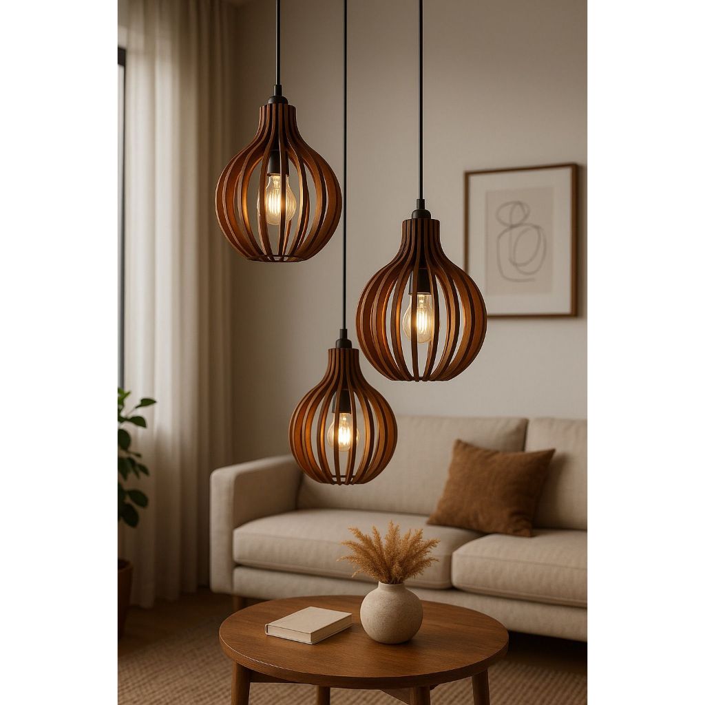 Kit 5 Pendente Luminaria Decorativa Balcão Cozinha Quarto Salão Varanda Cor Marrom - 4Cqm/Sf