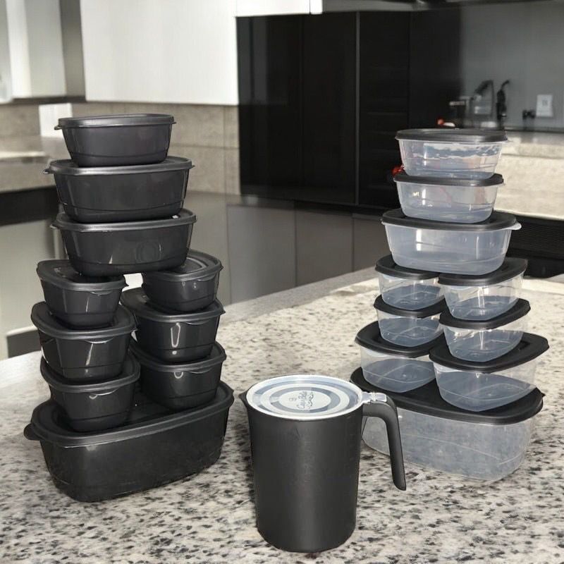 Kit 21 ou 11 Peças Pote Plástico Hermético Jarra Vasilhas Potes Tapuer Armazenar Alimentos BPA FREE em Oferta na Shopee