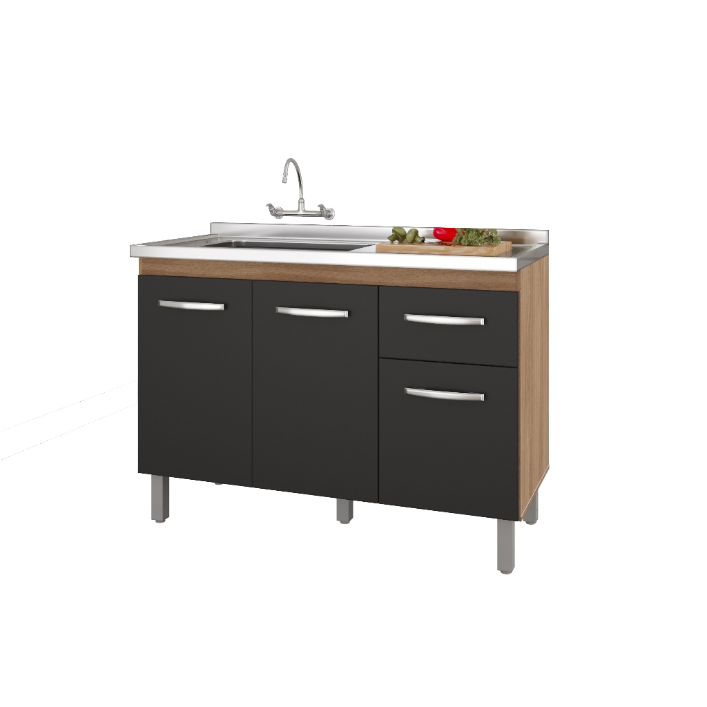 Balcão de Cozinha para Pia 118cm 3 Portas e 1 Gaveta ( Sem Tampo) em Oferta na Shopee