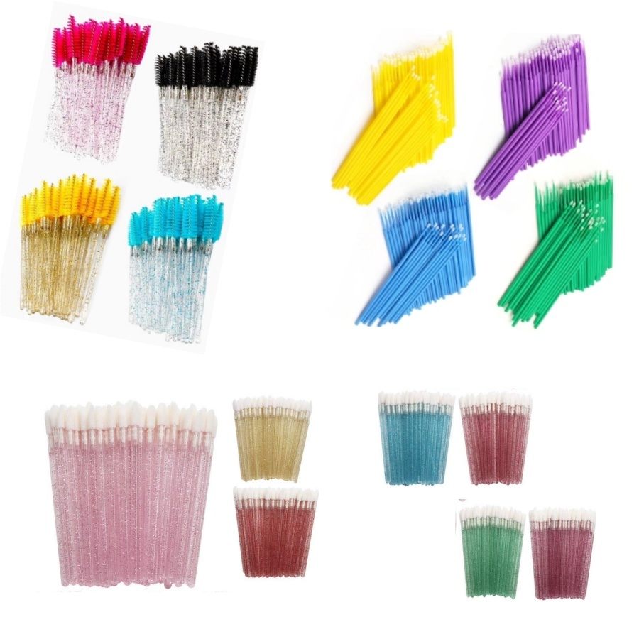 Kit 50 Escovinhas/50 Aplicador/100 Escovas com glitter Extensão de Cílios e sobrancelha Aleatoria em Oferta na Shopee
