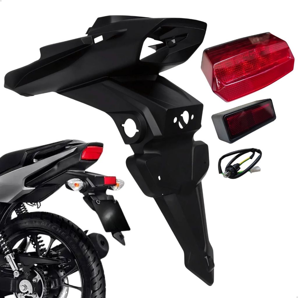 Paralama Traseiro Completo Lanterna Traseira Luz de Placa Cg 160 Titan Start Fan Cargo 2025 em Oferta na Shopee