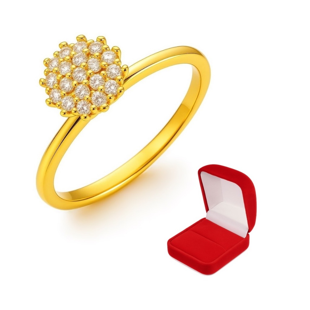 Anel Solitário Noivado Debutante 15 Anos ouro 18k banhado chuveirinho