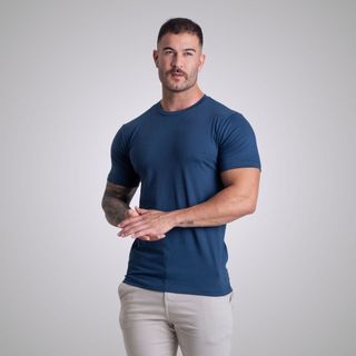 Camiseta Algodão Egípcio Com Elastano Camisa Básica Masculina Egípcia